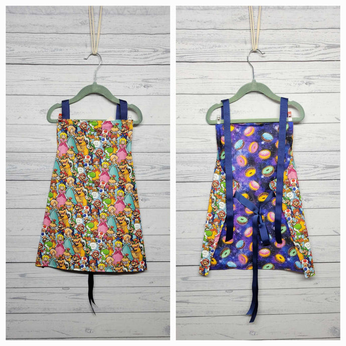 Children's Apron Reversible: Space Donuts & Video Game Characters