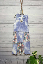 Load image into Gallery viewer, Floral &amp; Blue Tie Dye Upcycled Tunic Dress: Size Medium