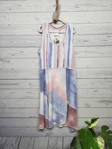 Pastel Tie Dye Upcycled Tunic Dress: size Medium