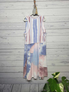 Pastel Tie Dye Upcycled Tunic Dress: size Medium