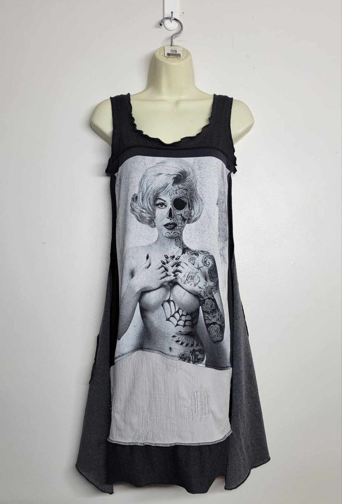 Marilyn Monroe Day Of The Dead De Los Muertos Skull Tunic Dress, size Medium
