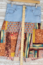 Load image into Gallery viewer, Denim Patchwork Restyled Skirt size Medium