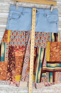 Denim Patchwork Restyled Skirt size Medium