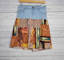 Load image into Gallery viewer, Denim Patchwork Restyled Skirt size Medium