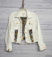 Load image into Gallery viewer, White Restyled Denim Jacket size medium