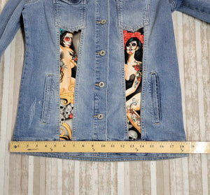 Restyled Lace & Denim Jacket size Women's small