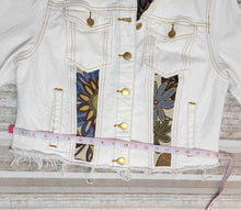 Load image into Gallery viewer, White Restyled Denim Jacket size medium