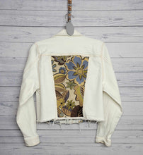 Load image into Gallery viewer, White Restyled Denim Jacket size medium