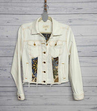 Load image into Gallery viewer, White Restyled Denim Jacket size medium