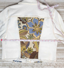 Load image into Gallery viewer, White Restyled Denim Jacket size medium