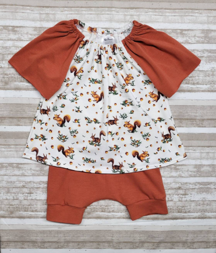 Cottage Core Squirrels Peasant Style two piece set