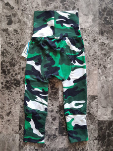 Green & Black Camouflage ~ Miniloones grow with me baby pants *